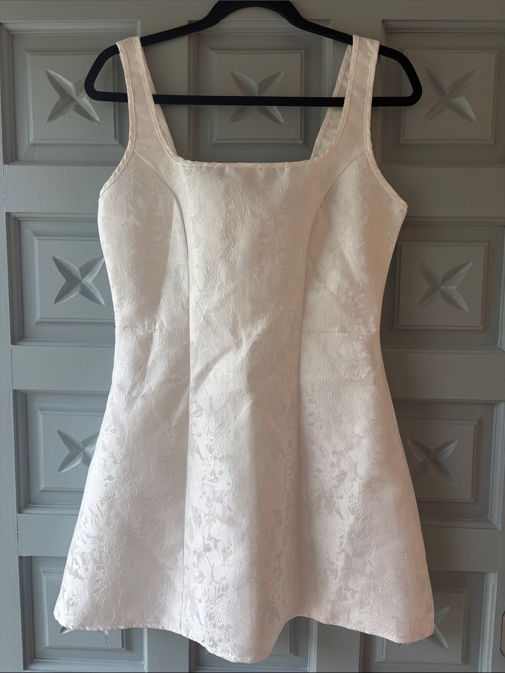 Ivory Floral Jacquard Sleeveless Fit-&-Flare Dress